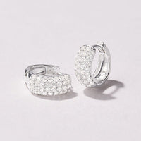 Dome Hoop Earrings with Cubic Zirconia in Sterling Silver Earrings Bevilles