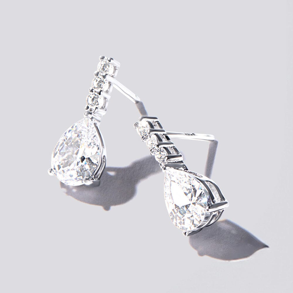 Drop Stud Earrings with Cubic Zirconia in Sterling Silver Bevilles Jewellers