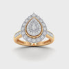 Miracle Double Halo Pear Ring with 1/5ct of Diamonds in 9ct Yellow Gold