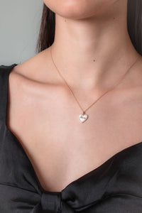 GEORGINI REFLECTION ENAMEL LOVE HEART PENDANT ROSE GOLD Georgini