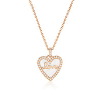 GEORGINI REFLECTION ENAMEL LOVE HEART PENDANT ROSE GOLD Georgini