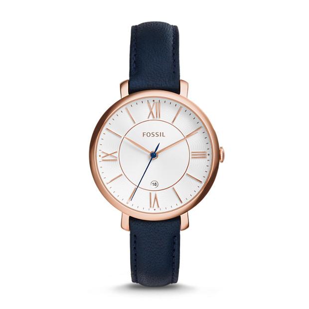 Fossil Jacqueline Navy Leather Watch Watches Fossil