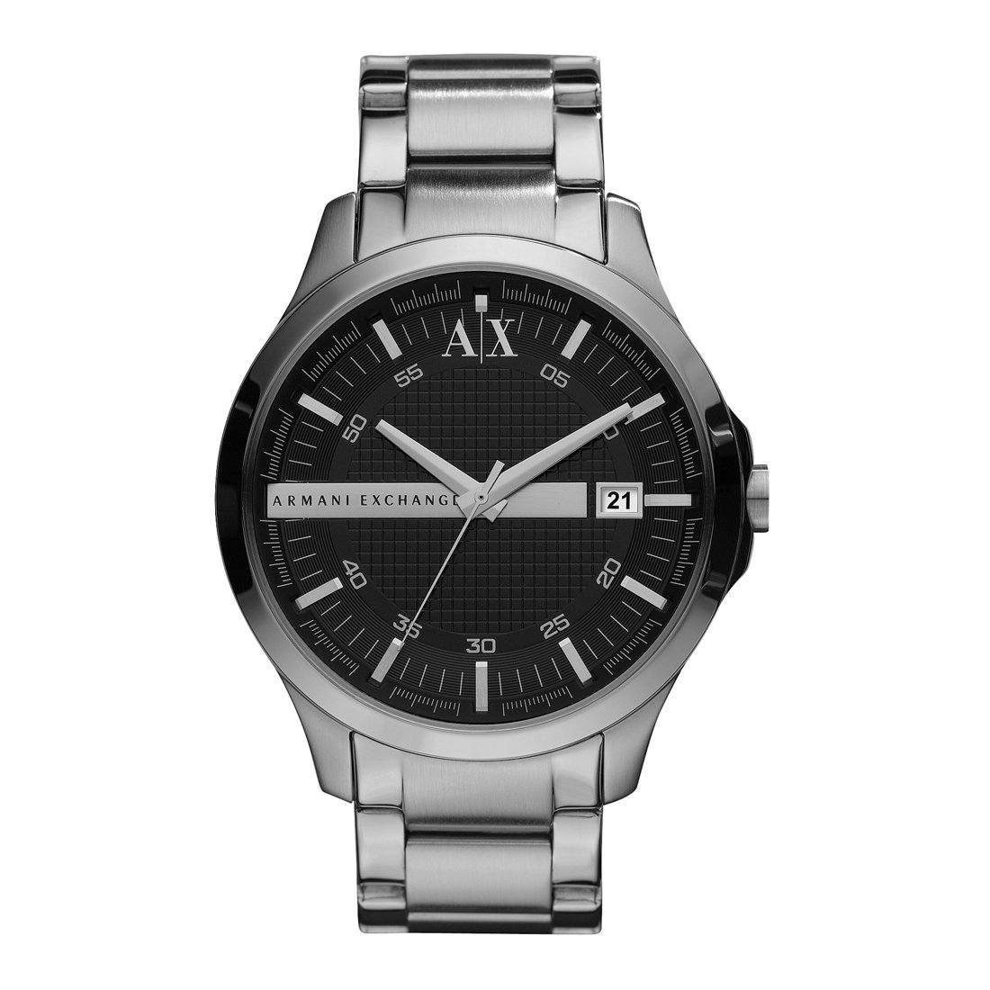 Armani Exchange Hampton Black Face Silver Band Watch - AX2103 Watches Armani Exchange