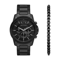 Armani Exchange Chronograph Black Stainless Steel Watch and Bracelet Set AX7153SET Watches Armani Exchange