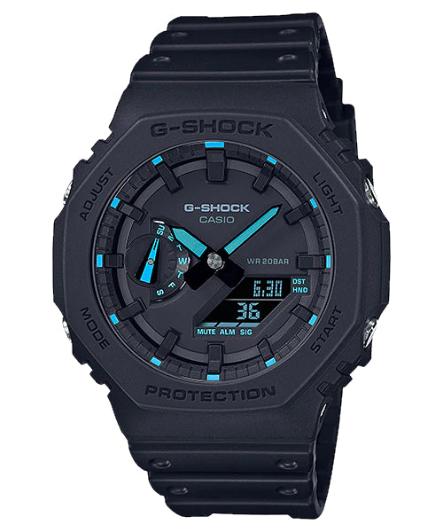Casio G Shock Black and Blue Men's Watch GA-2100-1A2 Watches Casio