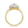 Miracle Double Halo Pear Ring with 1/5ct of Diamonds in 9ct Yellow Gold Rings Bevilles 