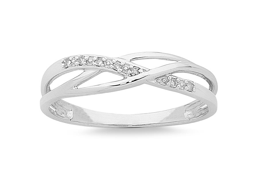 9ct White Gold Diamond Stackable Ring Rings Bevilles