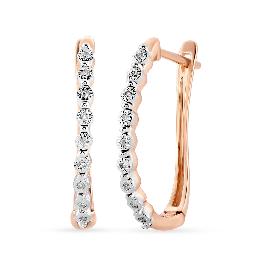 Diamond Miracle Pinch Hoop Earrings in 9ct Rose Gold Bevilles Jewellers