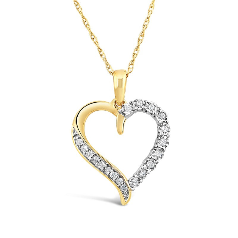 Heart Necklace with 0.10ct of Diamonds in 9ct Yellow Gold Necklaces Bevilles 