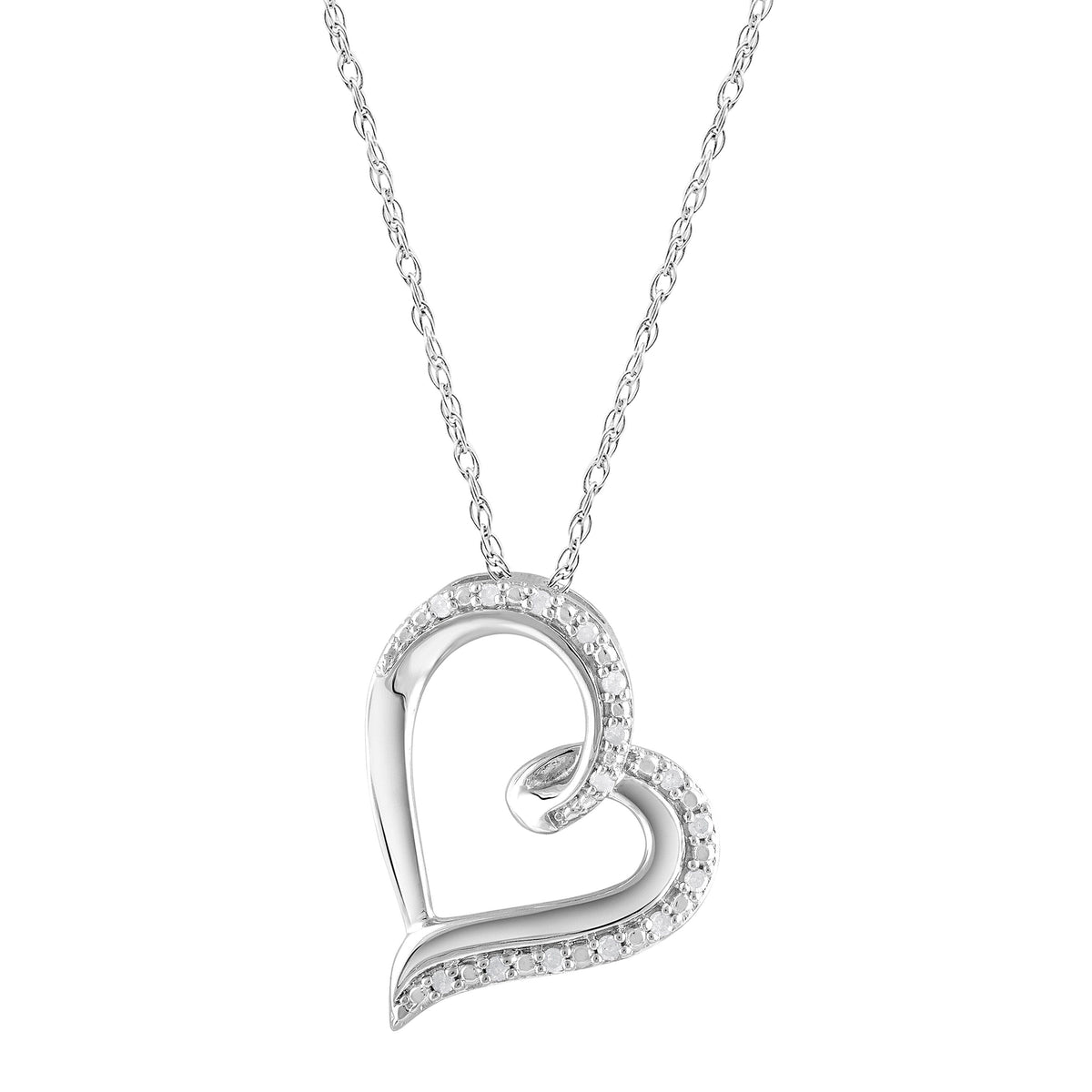 Heart Necklace with 0.08ct of Diamonds in Sterling Silver Necklaces Bevilles 