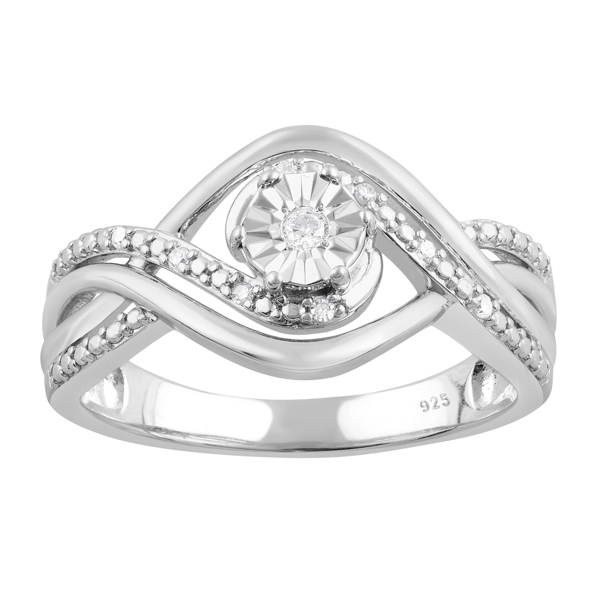 Miracle Surround Ring with 0.05ct of Diamonds in Sterling Silver Rings Bevilles 