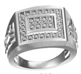 Miracle Surround Tablet Men's Ring with Diamonds in Sterling Silver Rings Bevilles 