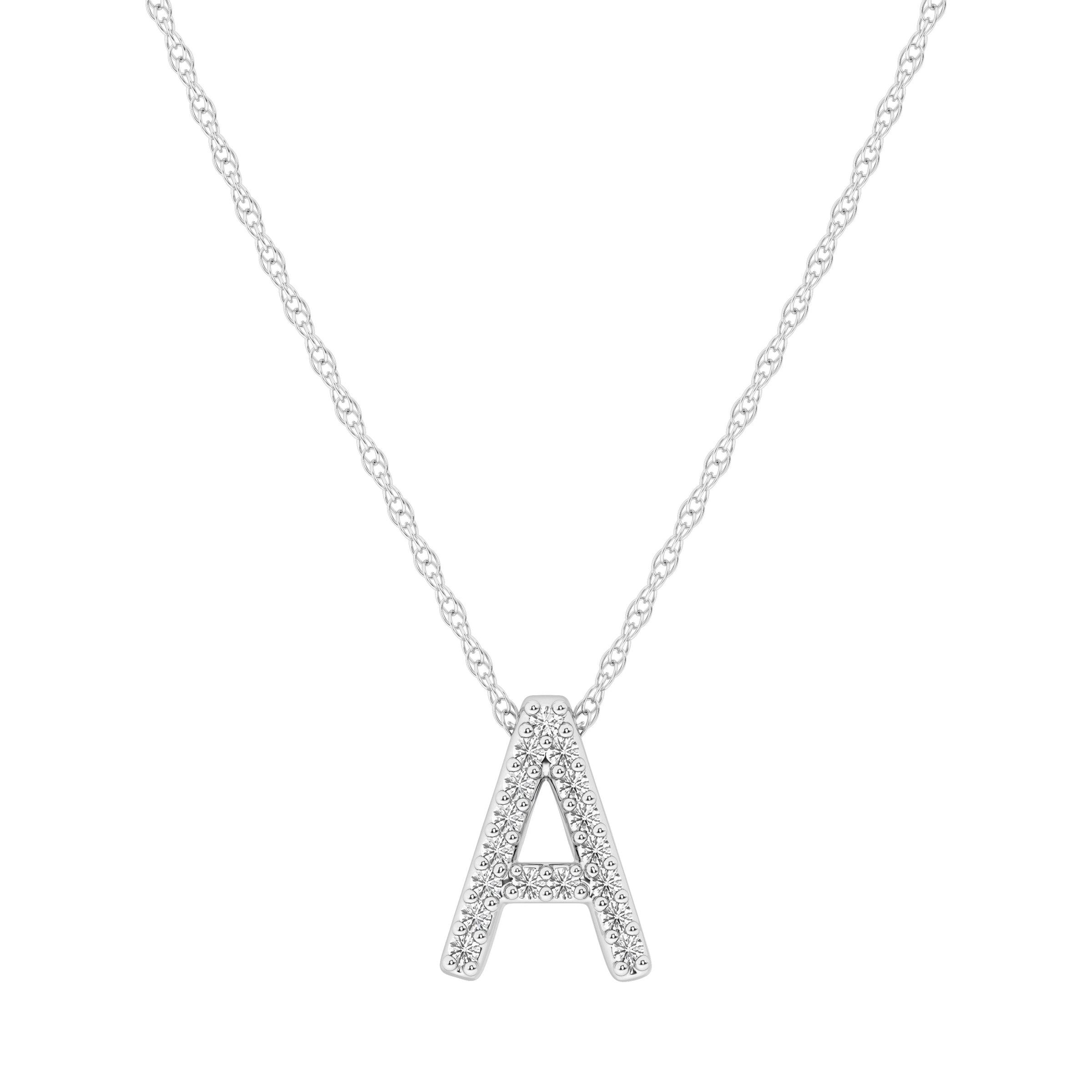 Diamond Initial Slider Necklace in Sterling Silver Necklaces Bevilles A