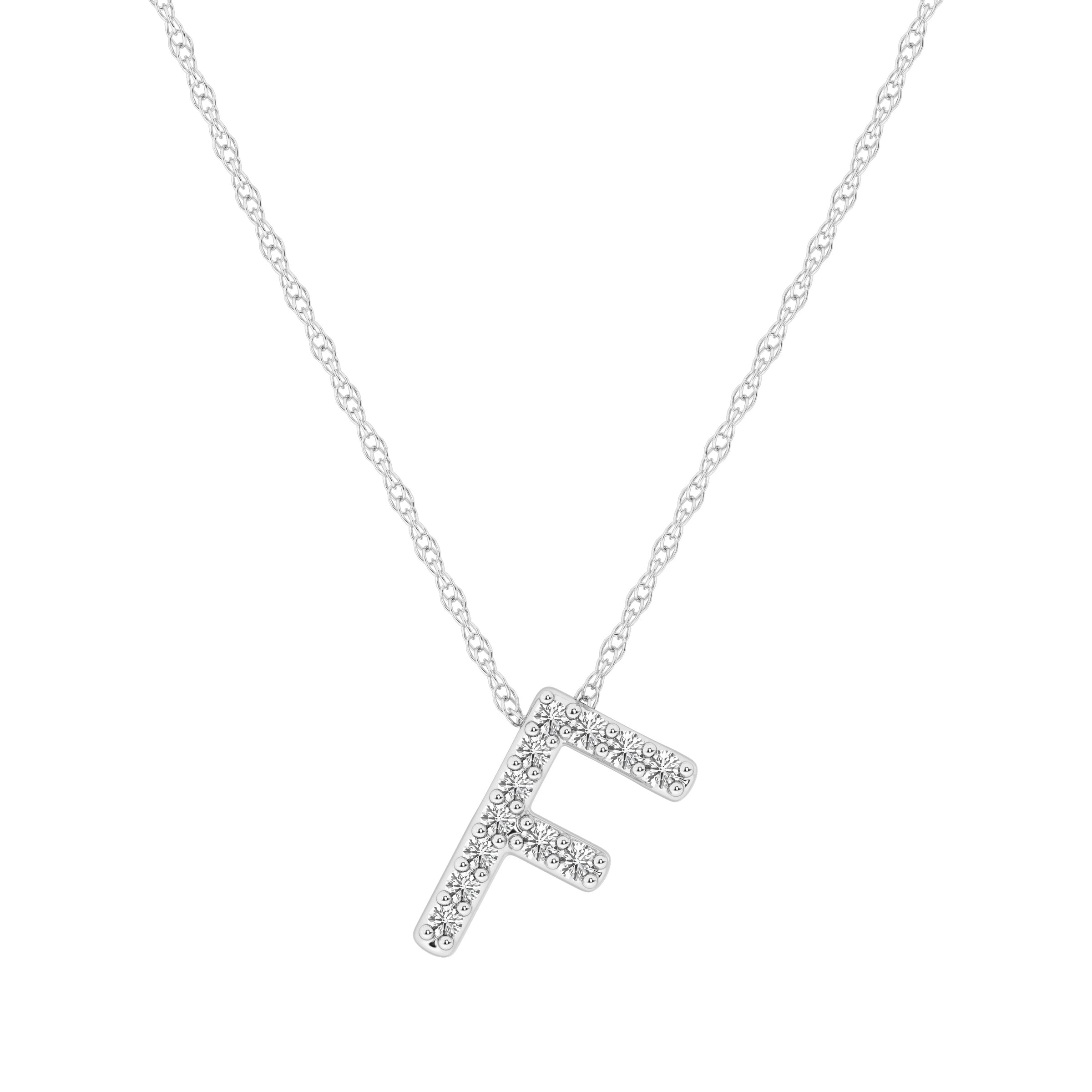 Diamond Initial Slider Necklace in Sterling Silver Necklaces Bevilles F