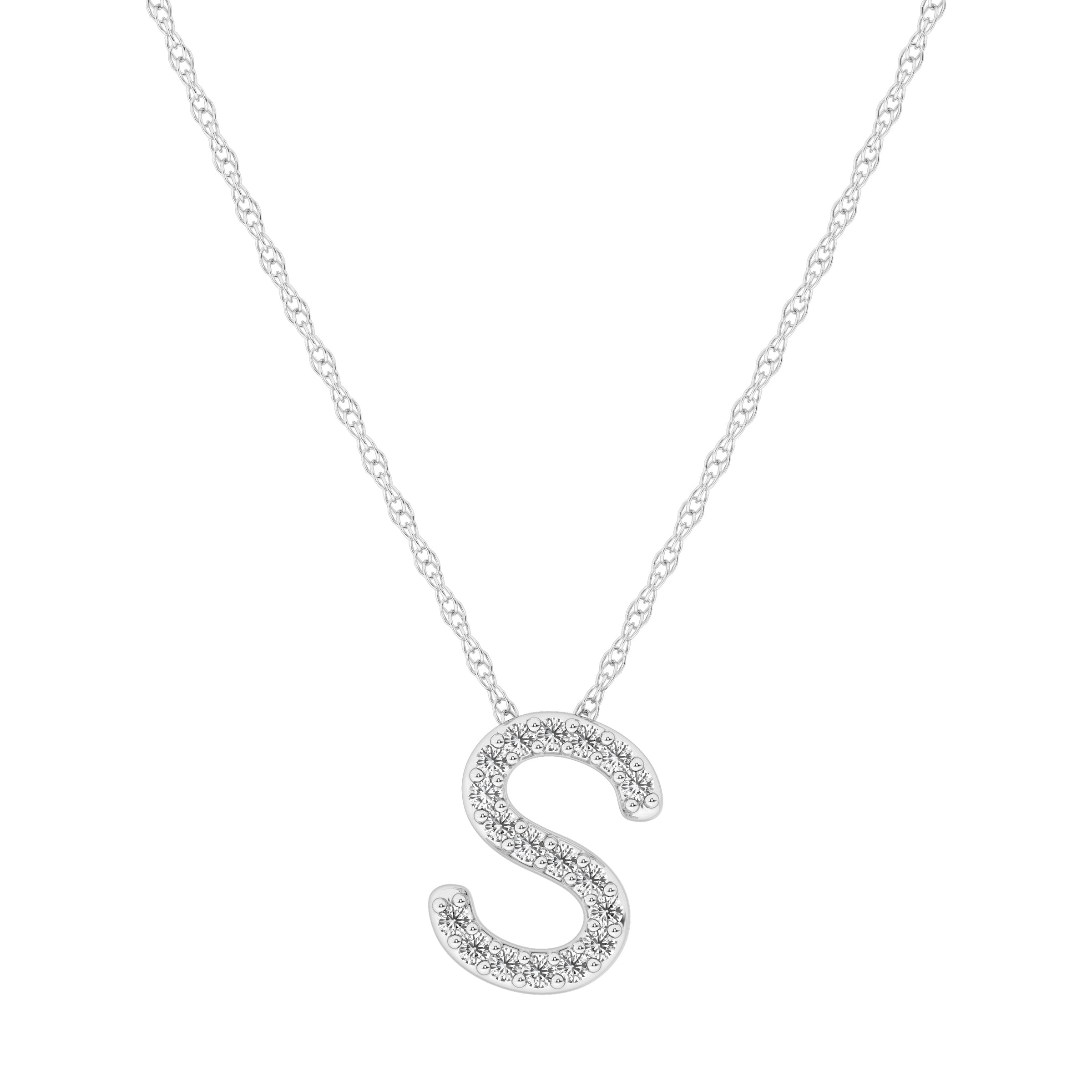 Diamond Initial Slider Necklace in Sterling Silver Necklaces Bevilles S