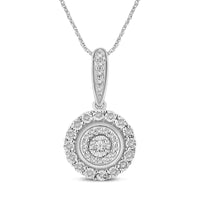 Double Halo Pendant Necklace with 0.15ct of Diamonds in Sterling Silver Necklaces Bevilles 