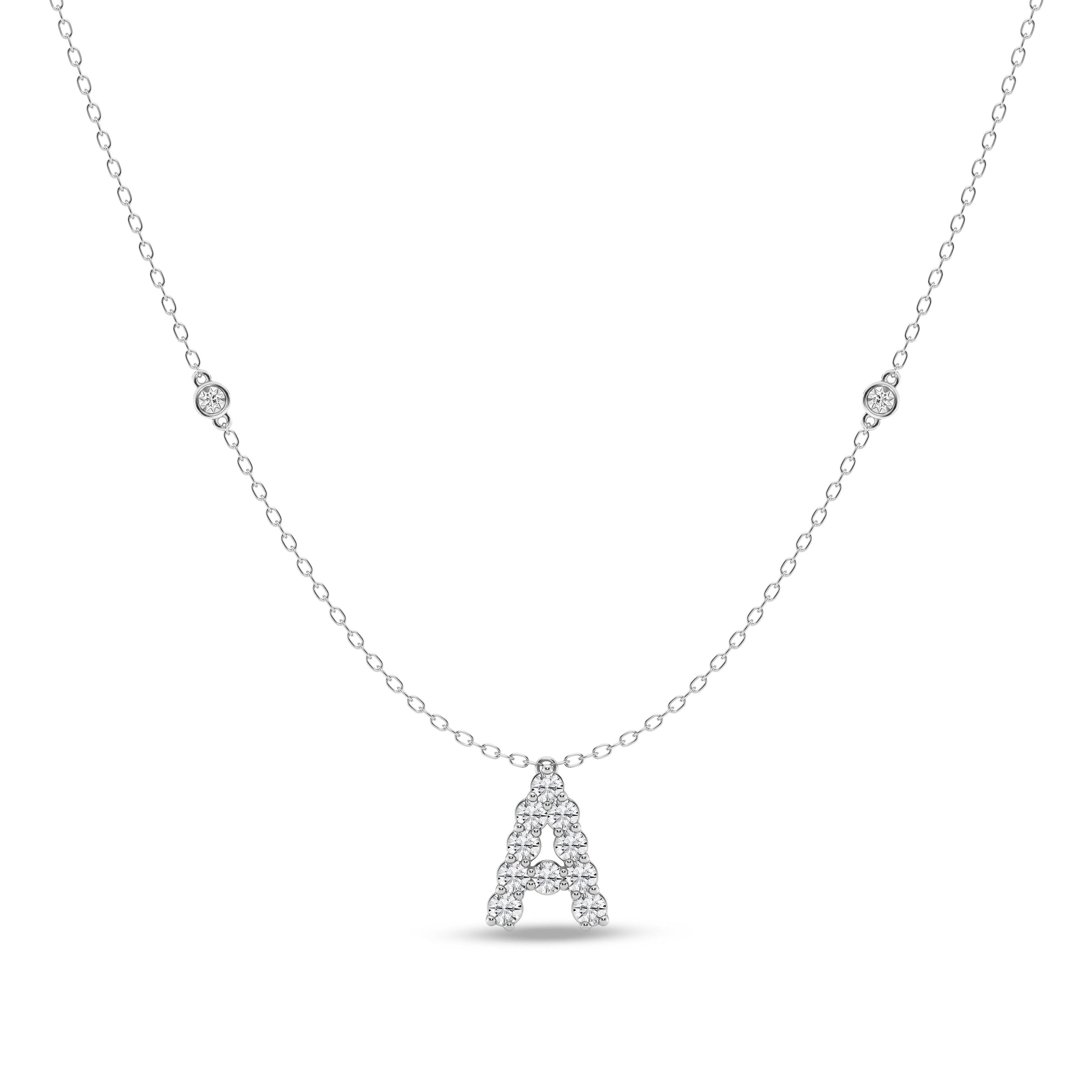 Brilliant Claw Initial A Slider Necklace with 0.40ct of Laboratory Grown Diamonds in Mirage Sterling Silver and Platinum Necklaces Bevilles