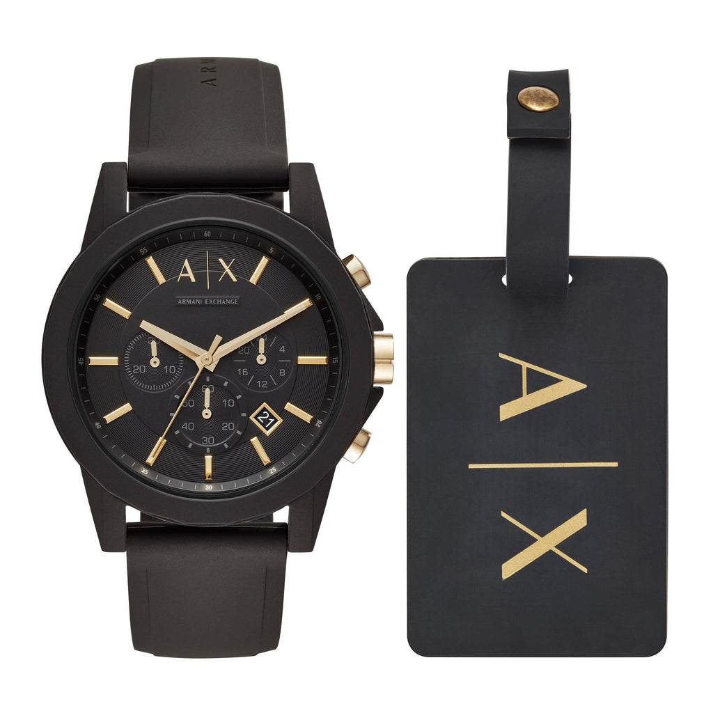 Armani Exchange Watch Luggage Tag Gift Set AX7105