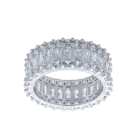 Sterling Silver Round & Baguette Cubic Zirconia Full Eternity Ring Rings Bevilles