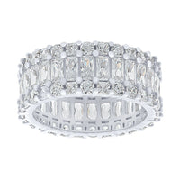 Sterling Silver Round & Baguette Cubic Zirconia Full Eternity Ring Rings Bevilles