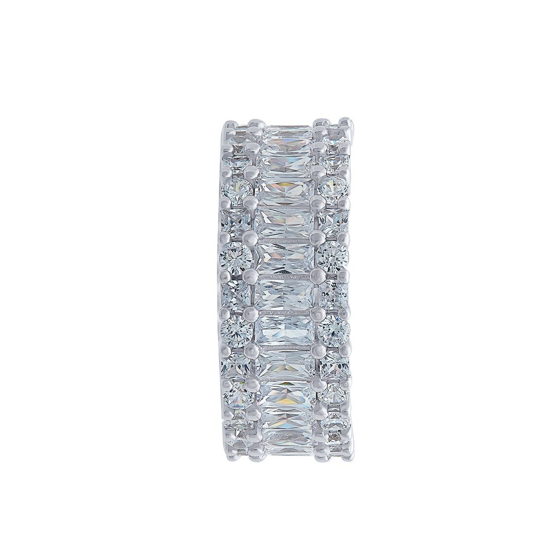 Sterling Silver Round & Baguette Cubic Zirconia Full Eternity Ring Rings Bevilles