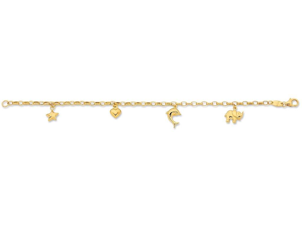 Children's 9ct Yellow Gold Silver Infused Charm Bracelet Bracelets Bevilles