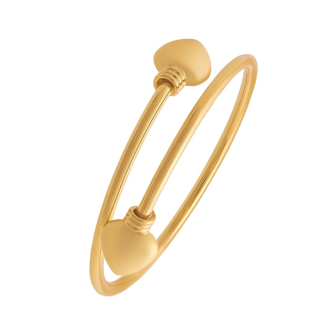 Children's 9ct Yellow Gold Silver Infused Heart Ends Bangle Bangles Bevilles