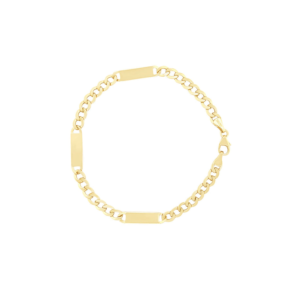 9ct Yellow Gold Silver Infused Curb ID Bracelet Bevilles Jewellers