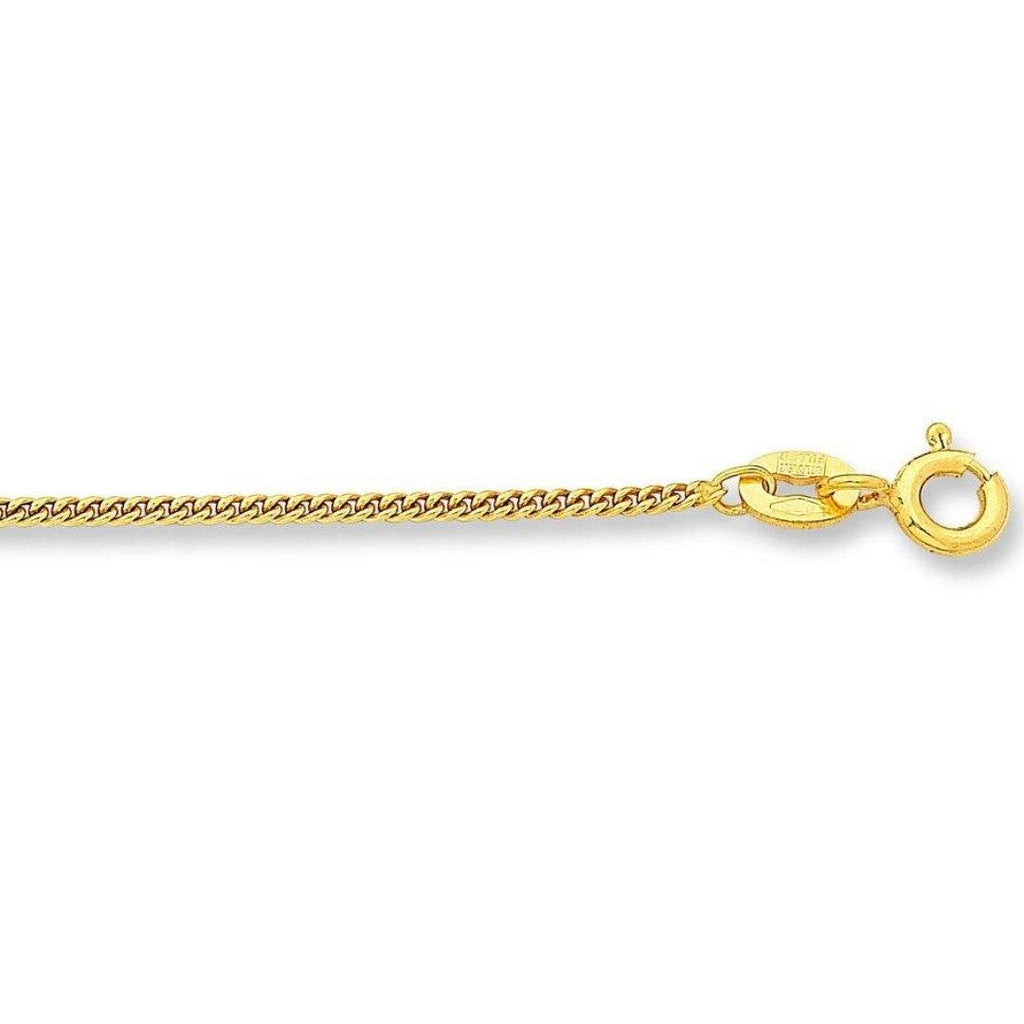 9ct Yellow Gold Silver Infused Round Curb Chain Necklace 40cm