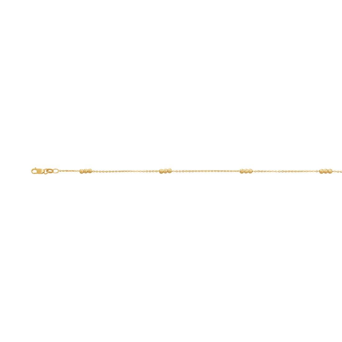 9ct Yellow Gold Silver Infused Diamond Cut Balls Cable Link Necklace 45cm Necklaces Bevilles