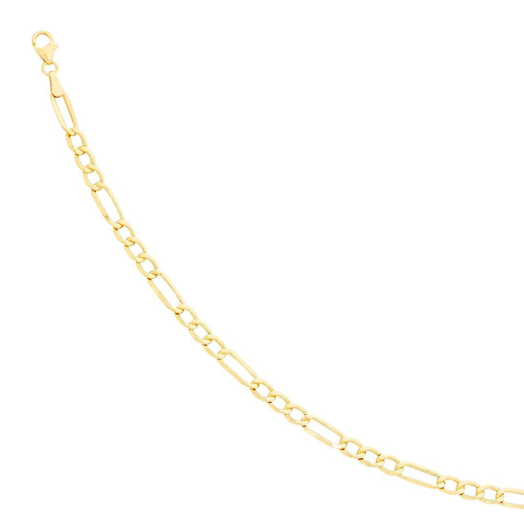 9ct Yellow Gold Silver Infused Figaro 1/3 Chain Necklace 45cm