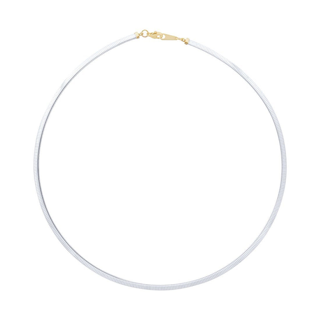 9ct Yellow Gold Silver Infused Two Tone Omega Necklace Bevilles Jewellers