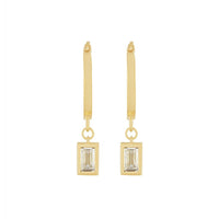 9ct Yellow Gold Silver Infused Hoop Earrings with Cubic Zirconia Drop Earrings Bevilles