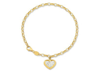 9ct Yellow Gold Silver Infused Heart Charm Bracelet Bracelets Bevilles