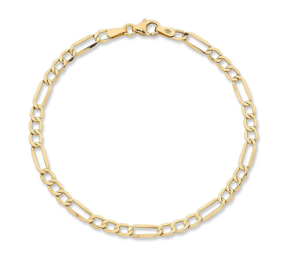 9ct Yellow Gold Silver Infused Figaro Bracelet Bevilles Bevilles