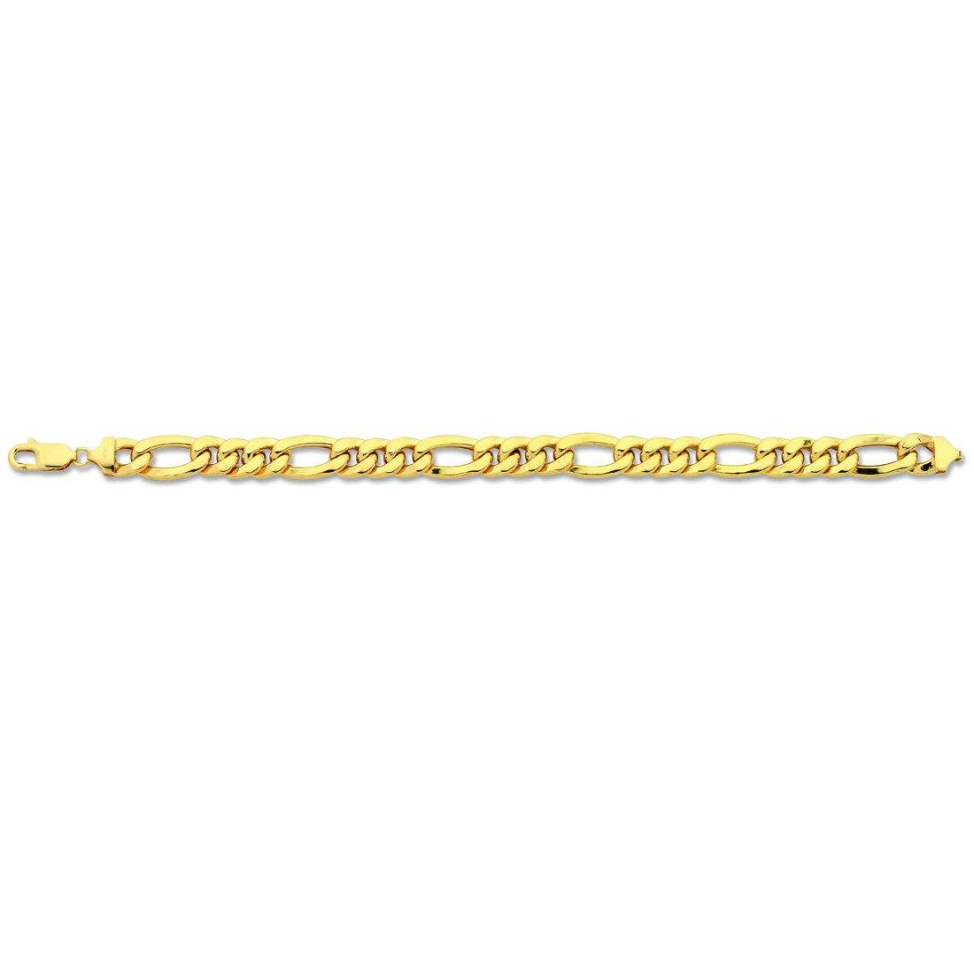 9ct Yellow Gold Silver Infused Figaro Bracelet 21cm Bracelets Bevilles
