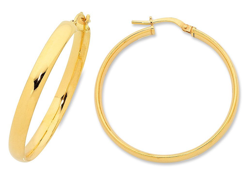 Elegant Yellow Sterling Silver Hoop Earrings With Inlaid Gemstones 3.3 x 2 cm Length