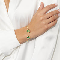 9ct Yellow Gold 4 Leaf Clover Blue Stone Cuff Bangle Bangles Bevilles