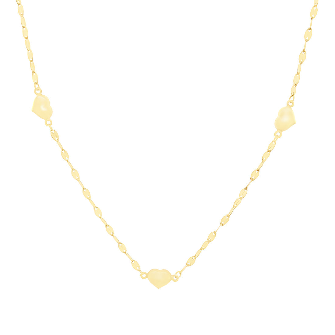 Heart Charm Necklace in 9ct Yellow Gold Silver Infused 45cm Necklaces Bevilles 