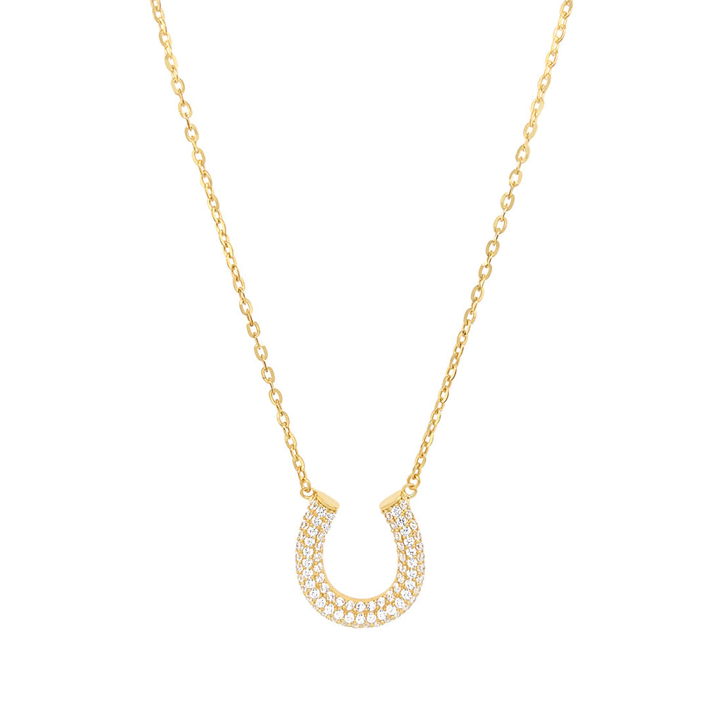 9ct Yellow Gold Silver Infused Horseshoe Necklace Bevilles Jewellers