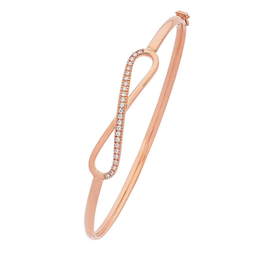 9ct Rose Gold Infinity Bangle with Cubic Zirconia Bangles Bevilles