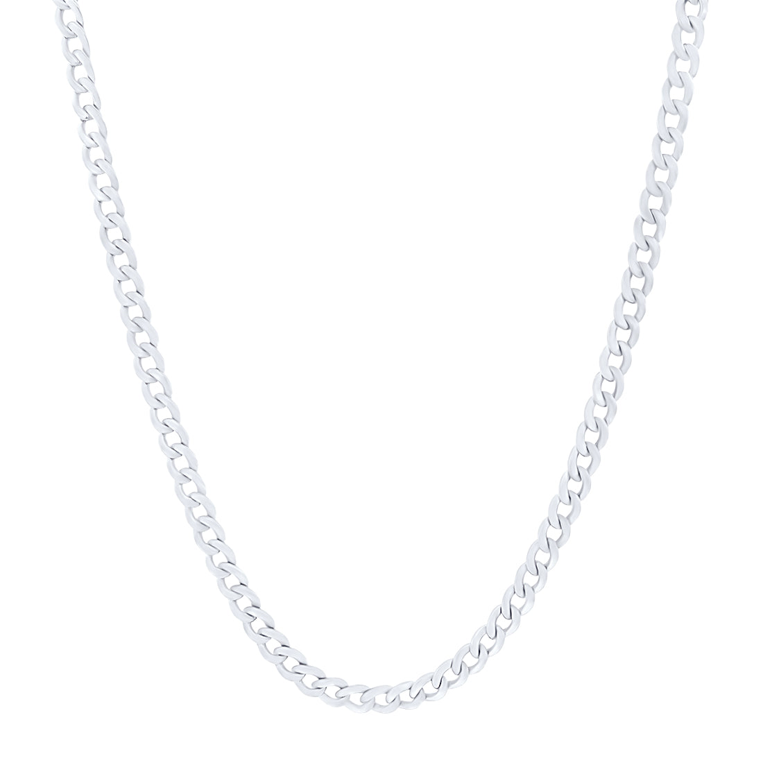 Curb Chain Necklace in 9ct White Gold Silver Infused 55cm Necklaces Bevilles
