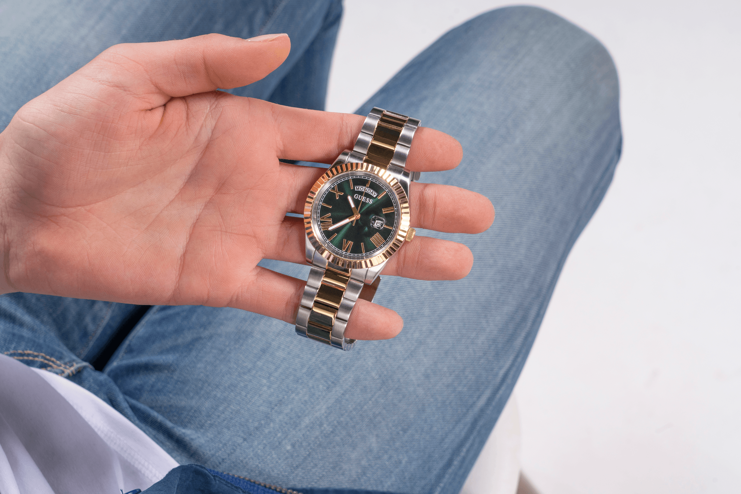 Guess Connoisseur Two Tone and Green Men's Watch GW0265G8 Watches Guess