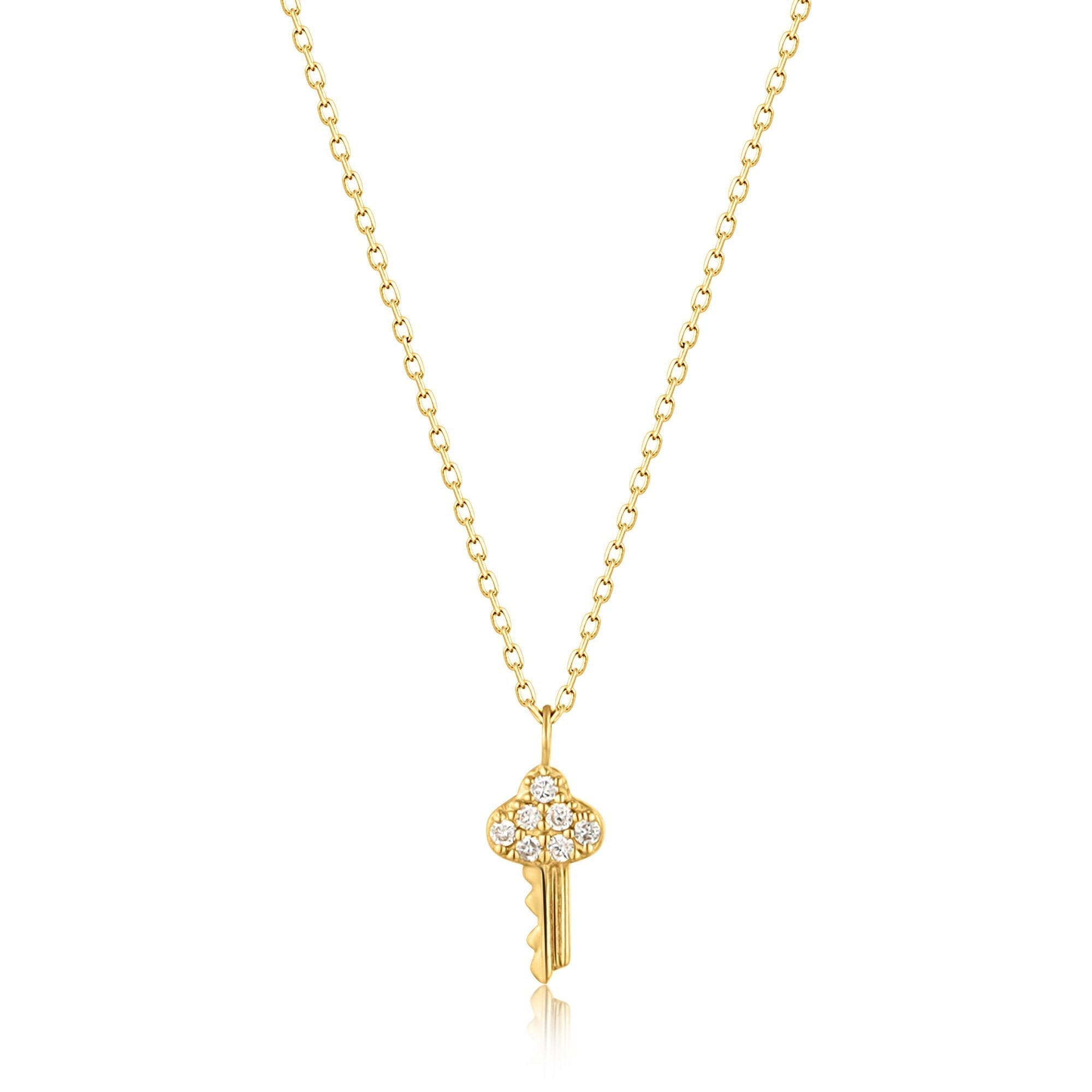 Ania Haie 14kt Gold Natural Diamond Key Necklace Necklaces Ania Haie