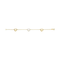 9ct Yellow Gold Heart Charm Bracelet with Crystals 19cm Bracelets Bevilles