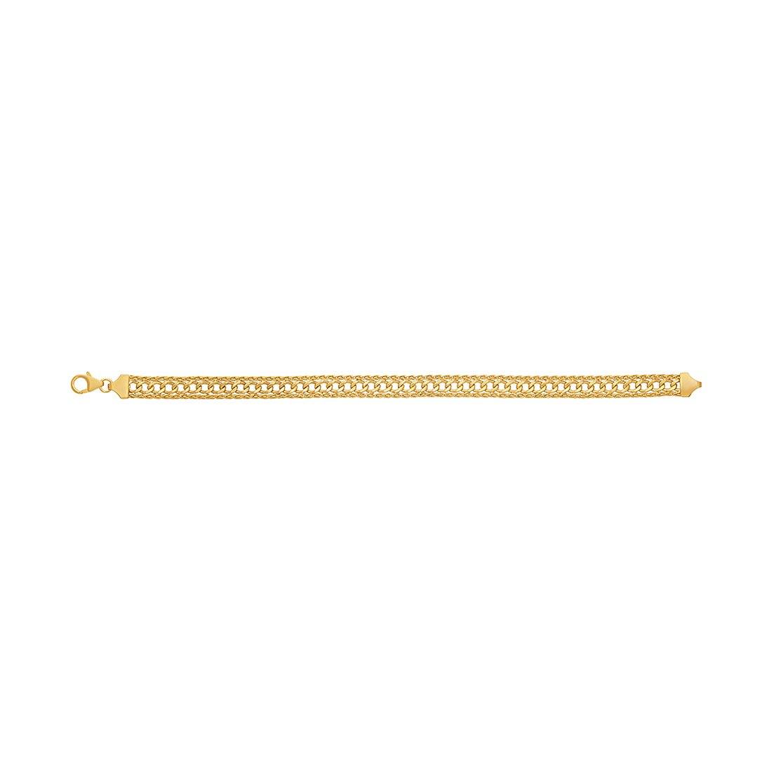9ct Yellow Gold Fancy Curb Centre Bracelet 19cm Bracelets Bevilles