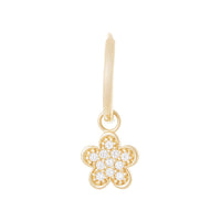 9ct Yellow Gold Pave Flower Charms Hoop Earrings with Cubic Zirconia Earrings Bevilles