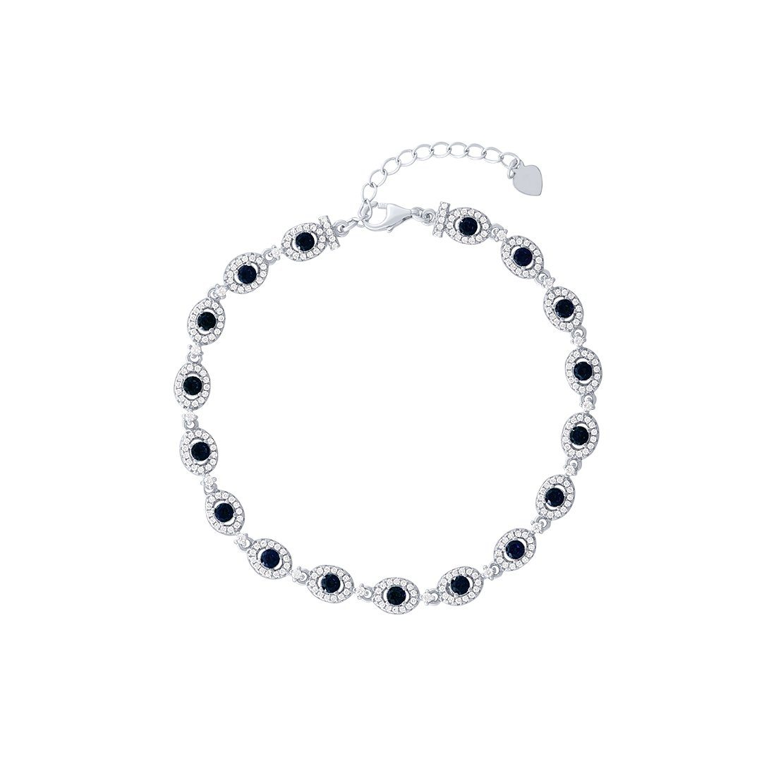 Halo Curb Bracelet with Blue Cubic Zirconia in Sterling Silver Bracelets Bevilles