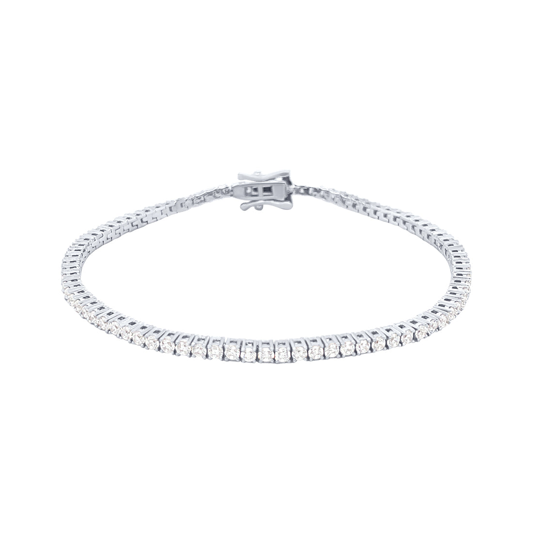 2mm Cubic Zirconia Tennis Bracelet in Sterling Silver Bracelets Bevilles