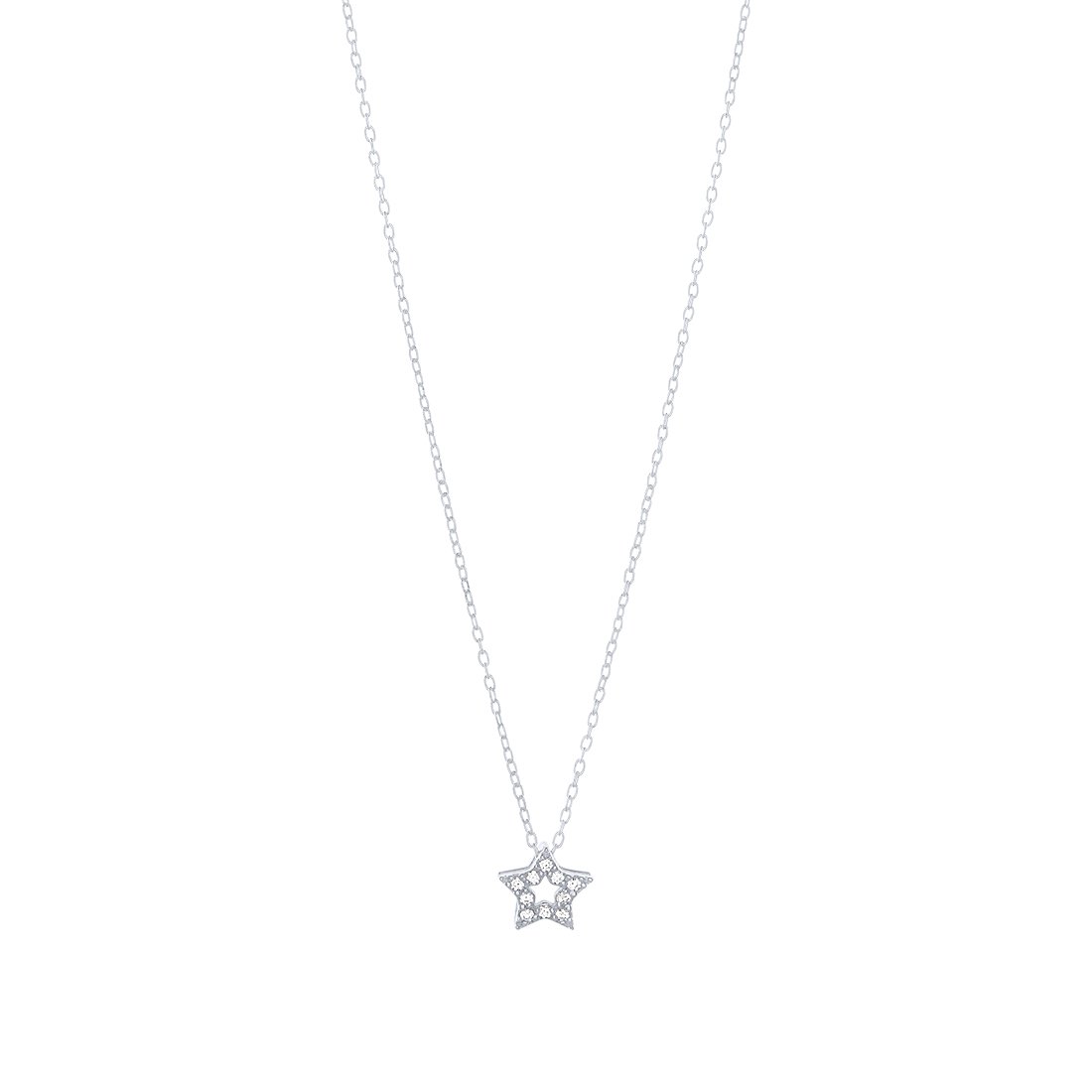 Open Star Necklace with Cubic Zirconia in Sterling Silver Necklaces Bevilles